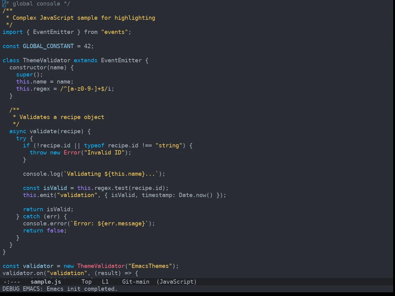 Doom Bluloco Dark Theme in javascript-mode