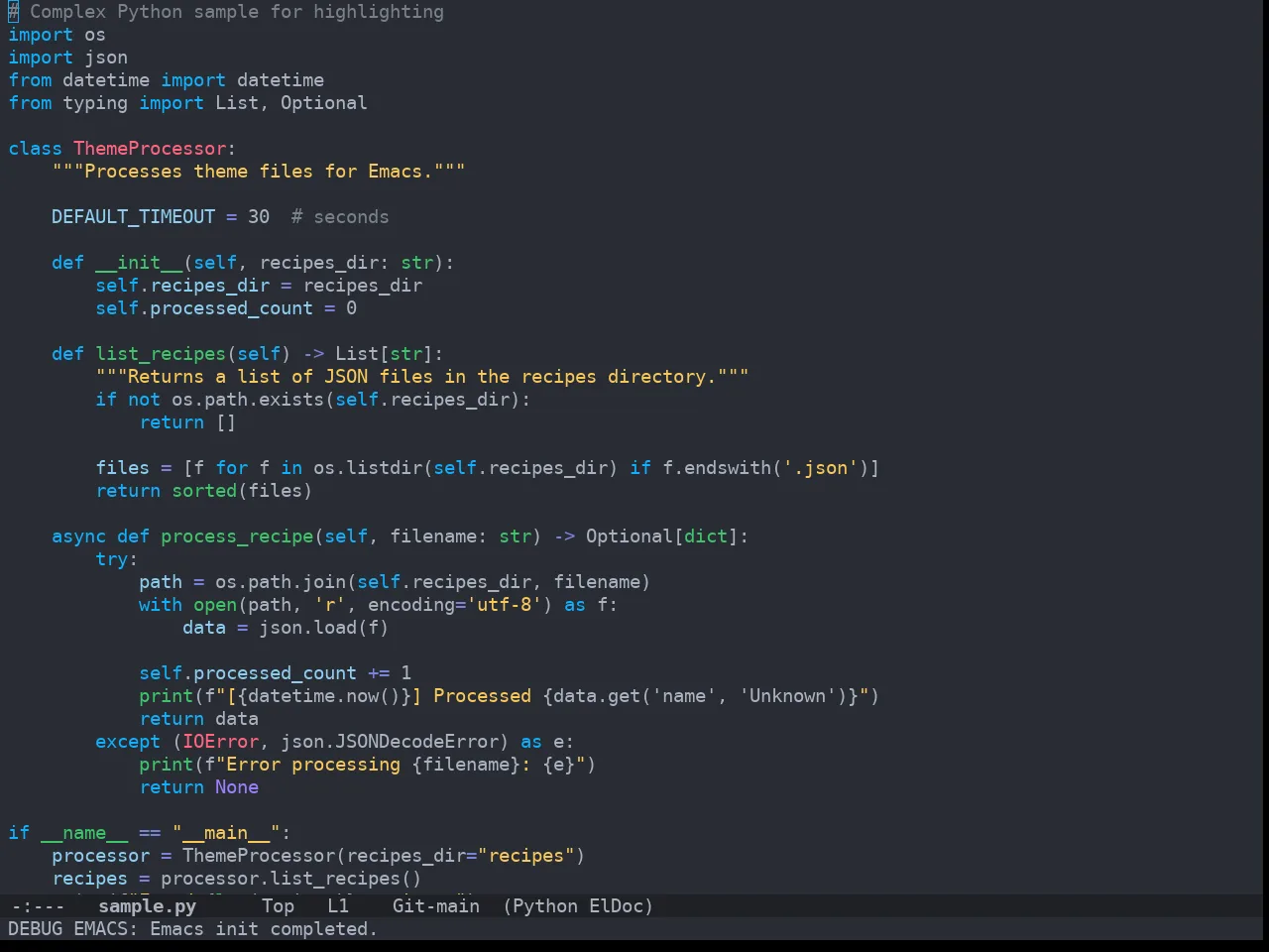 Doom Bluloco Dark Theme in python-mode