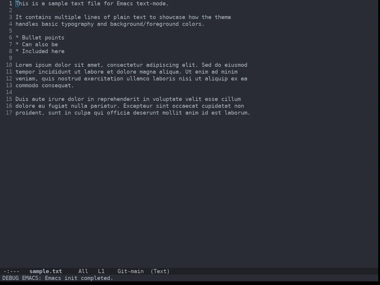 Doom Bluloco Dark Theme in text-mode