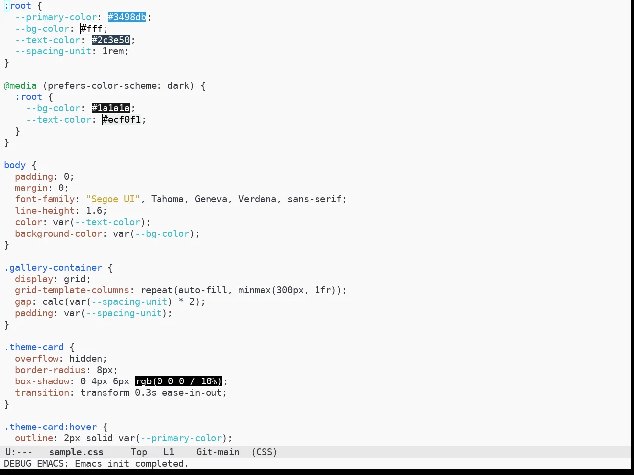 Doom Bluloco Light Theme in css-mode