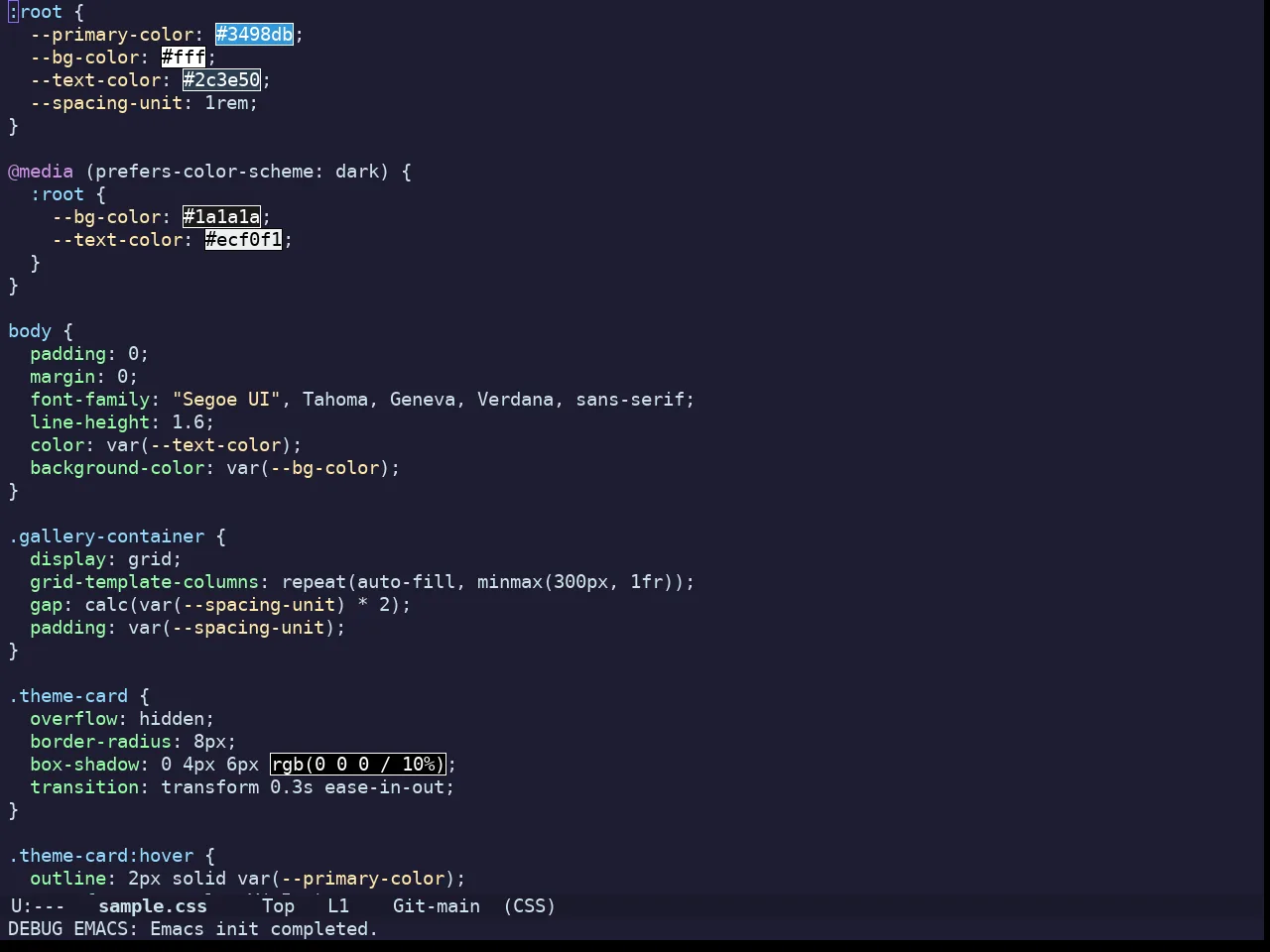 Doom Challenger Deep Theme in css-mode