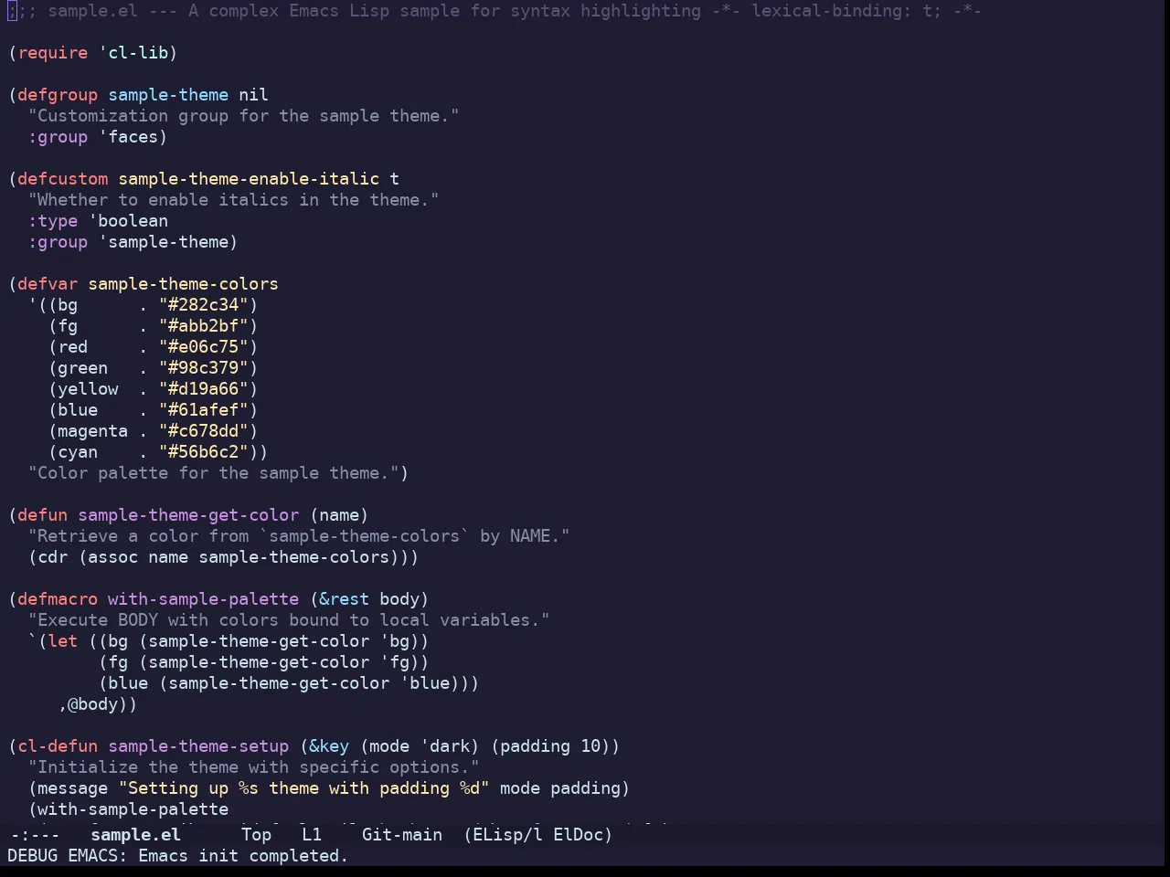 Doom Challenger Deep Theme in emacs-lisp-mode