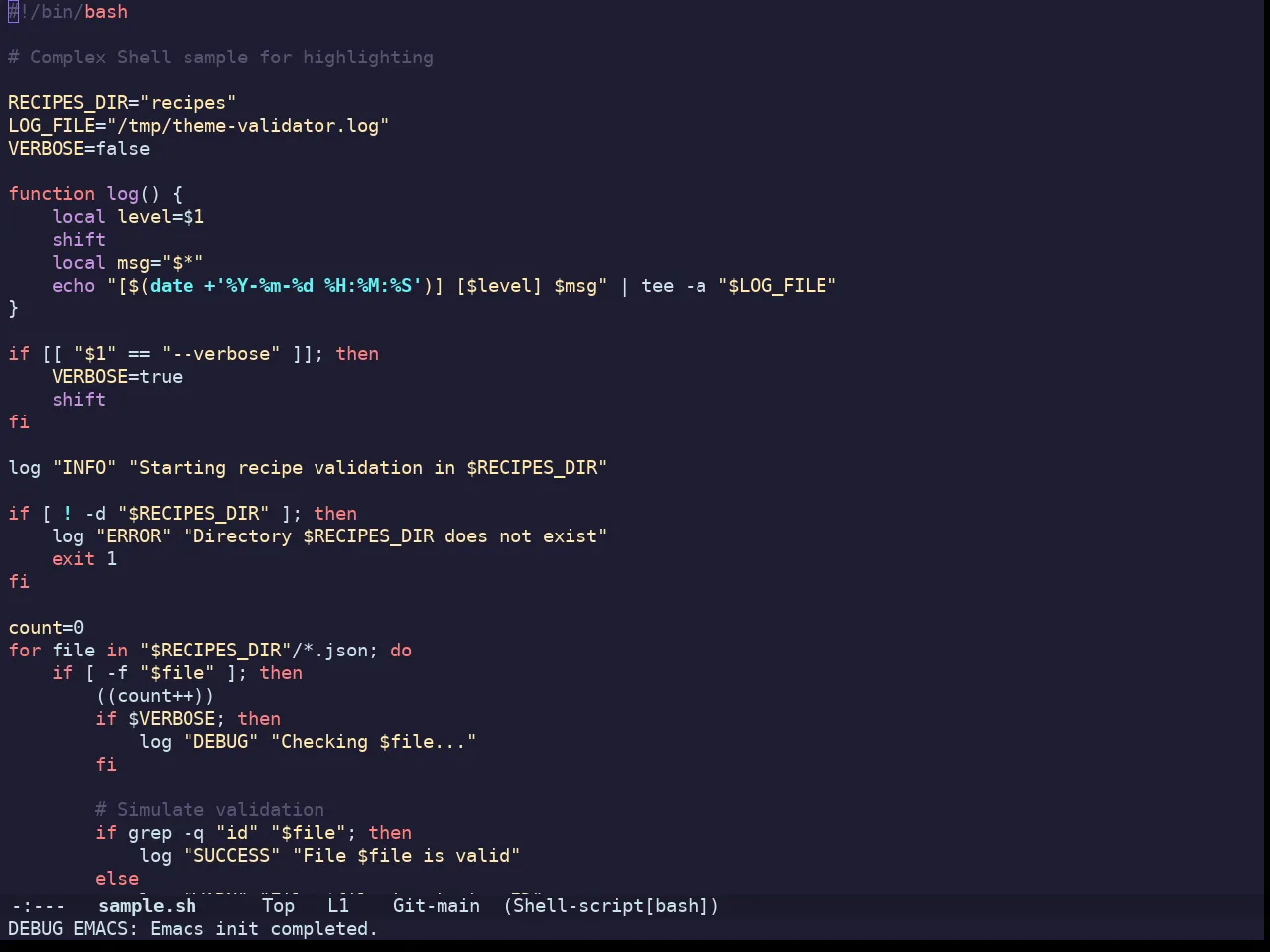 Doom Challenger Deep Theme in sh-mode