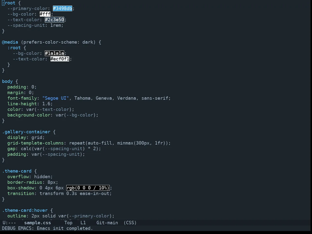 Doom City Lights Theme in css-mode