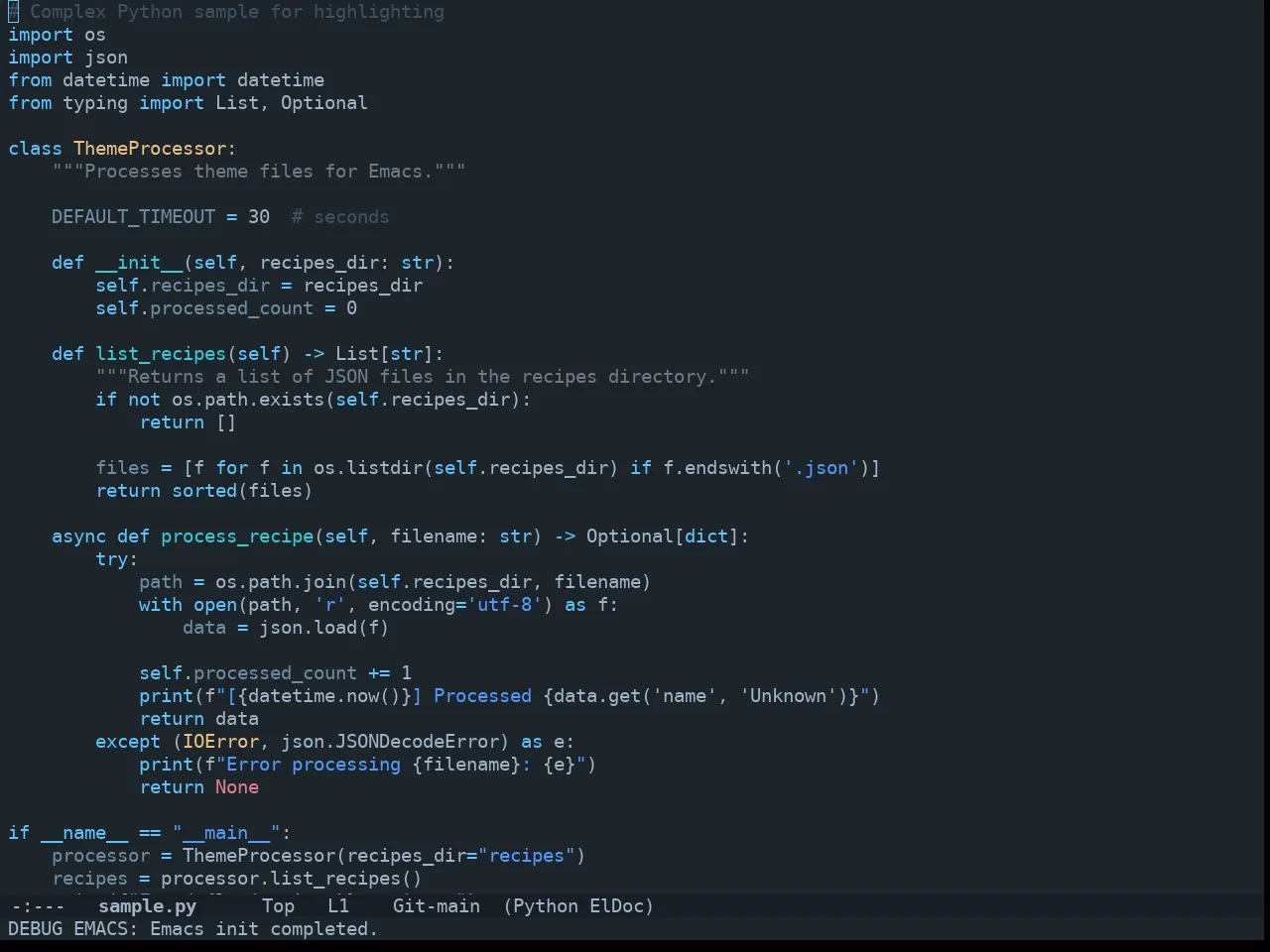 Doom City Lights Theme in python-mode
