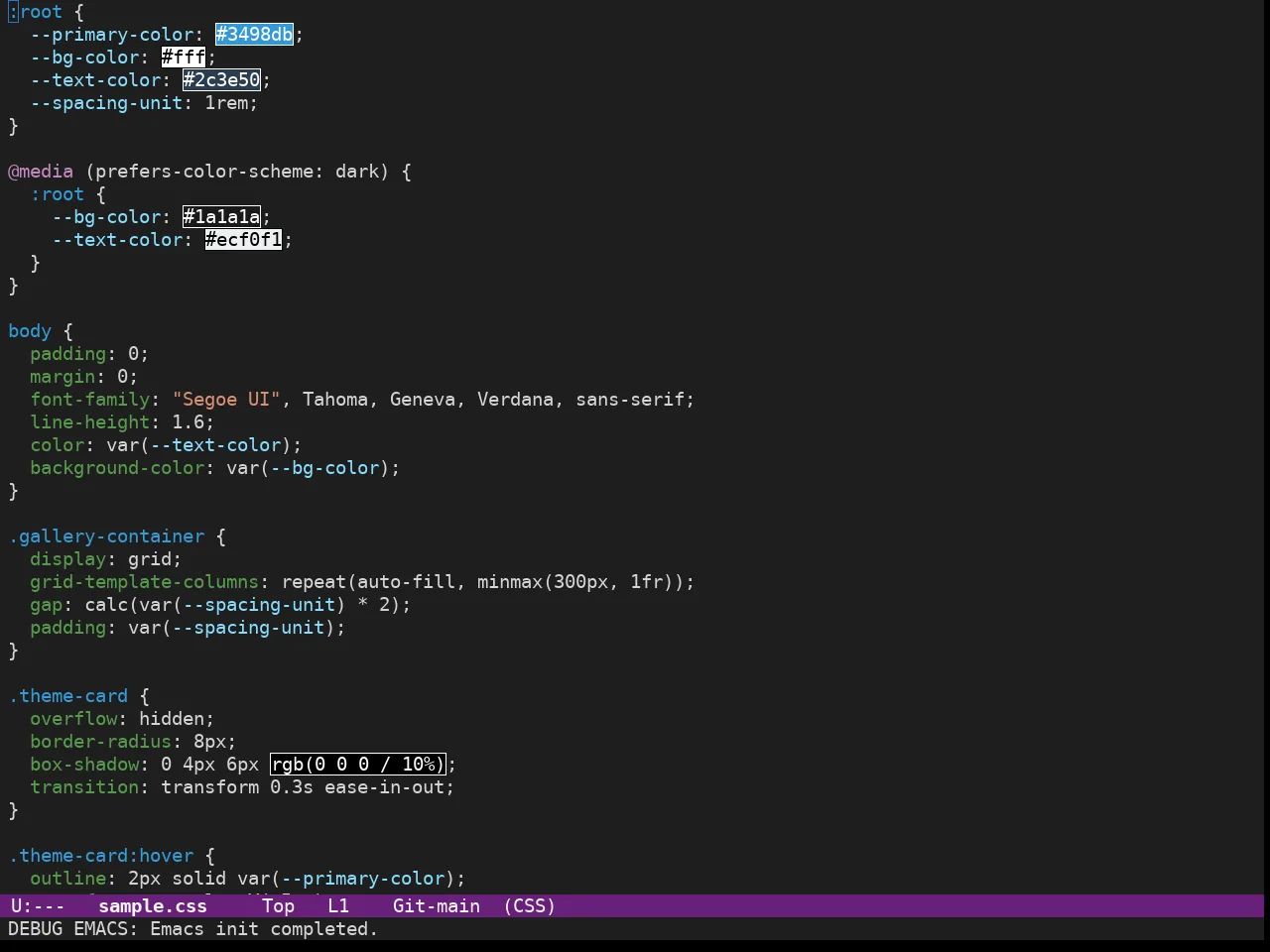 Doom Dark+ Theme in css-mode