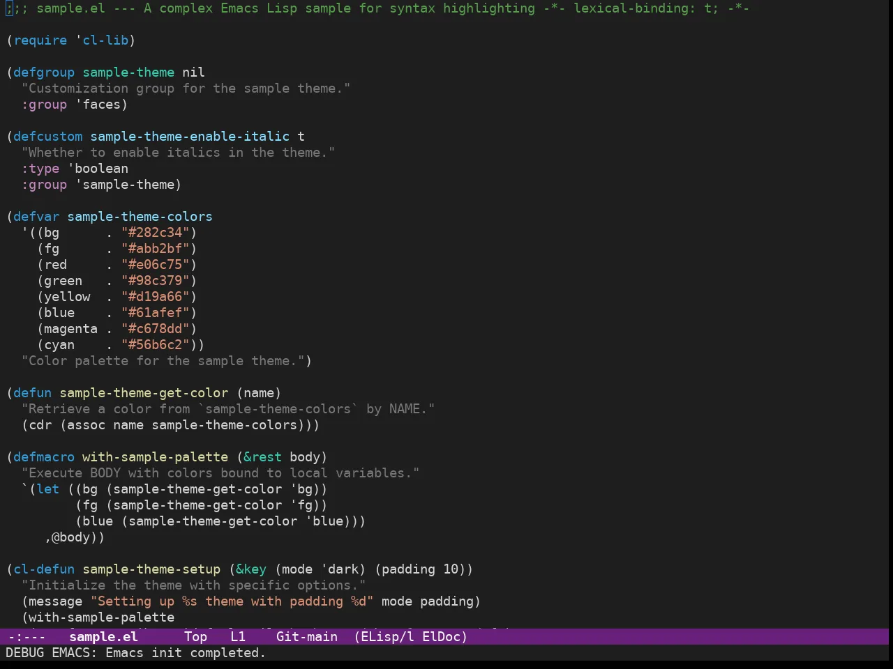 Doom Dark+ Theme in emacs-lisp-mode