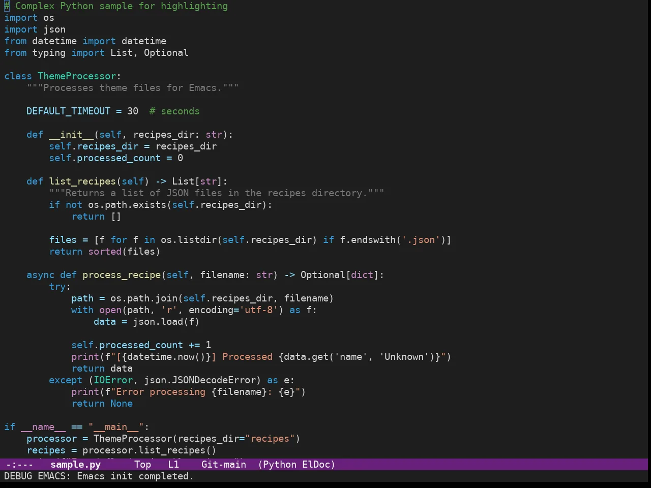 Doom Dark+ Theme in python-mode