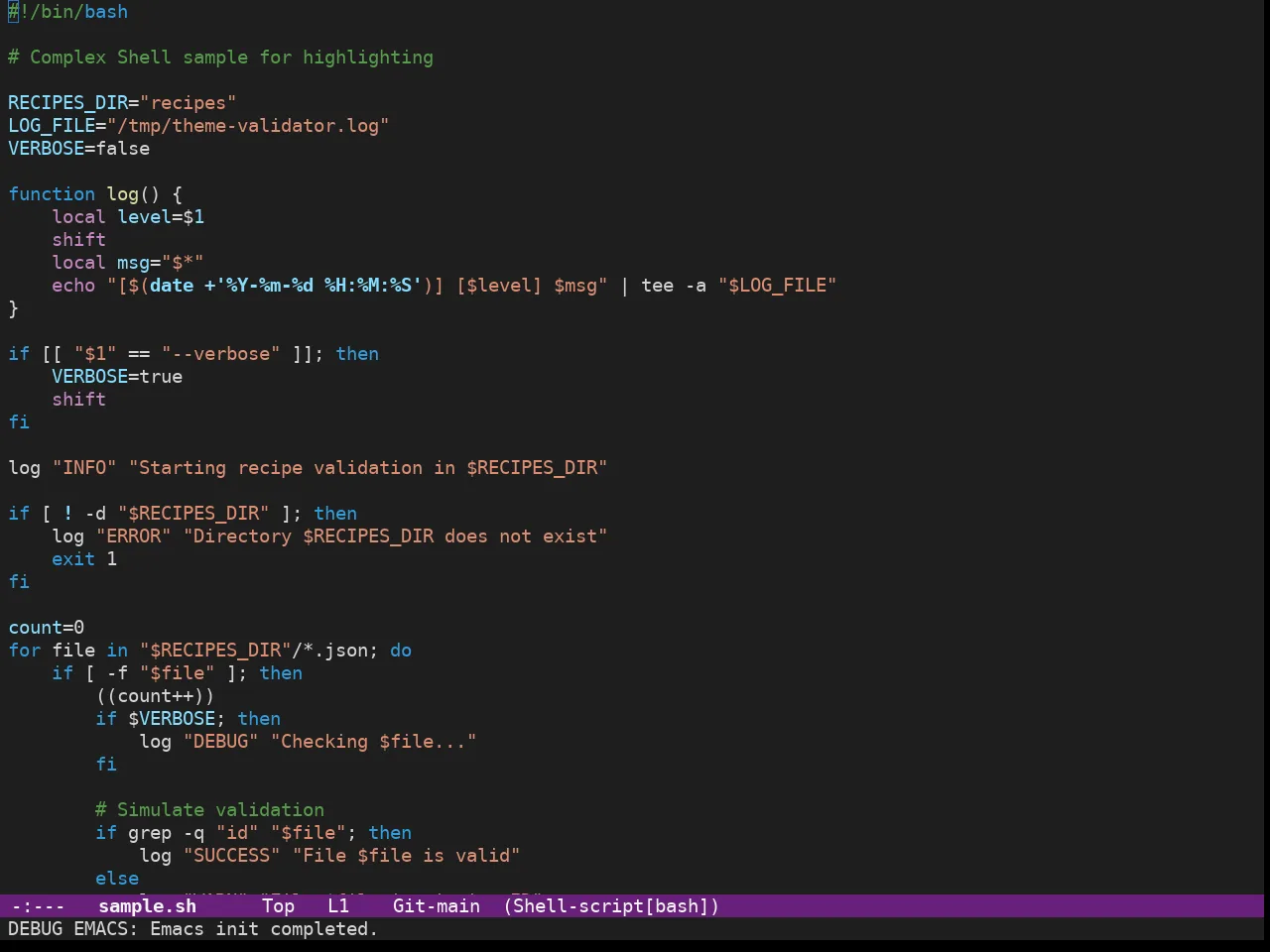 Doom Dark+ Theme in sh-mode