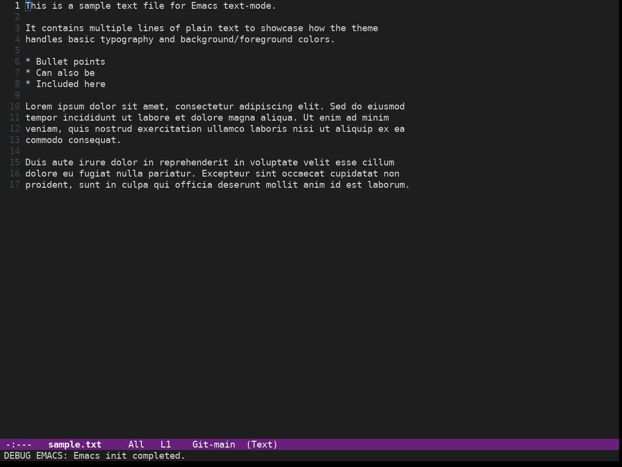 Doom Dark+ Theme in text-mode