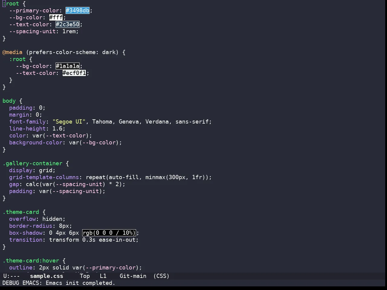 Doom Dracula Theme in css-mode