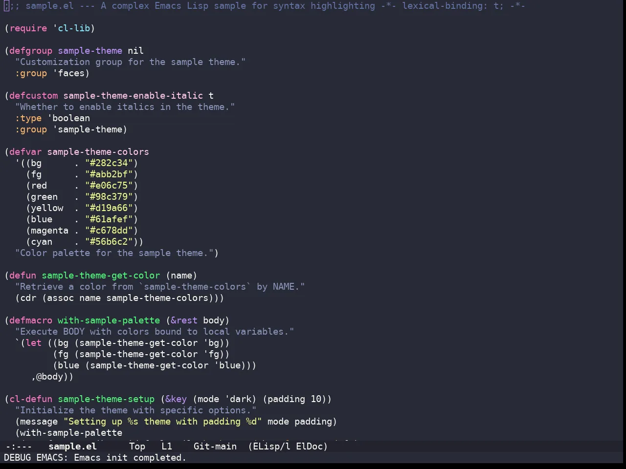 Doom Dracula Theme in emacs-lisp-mode