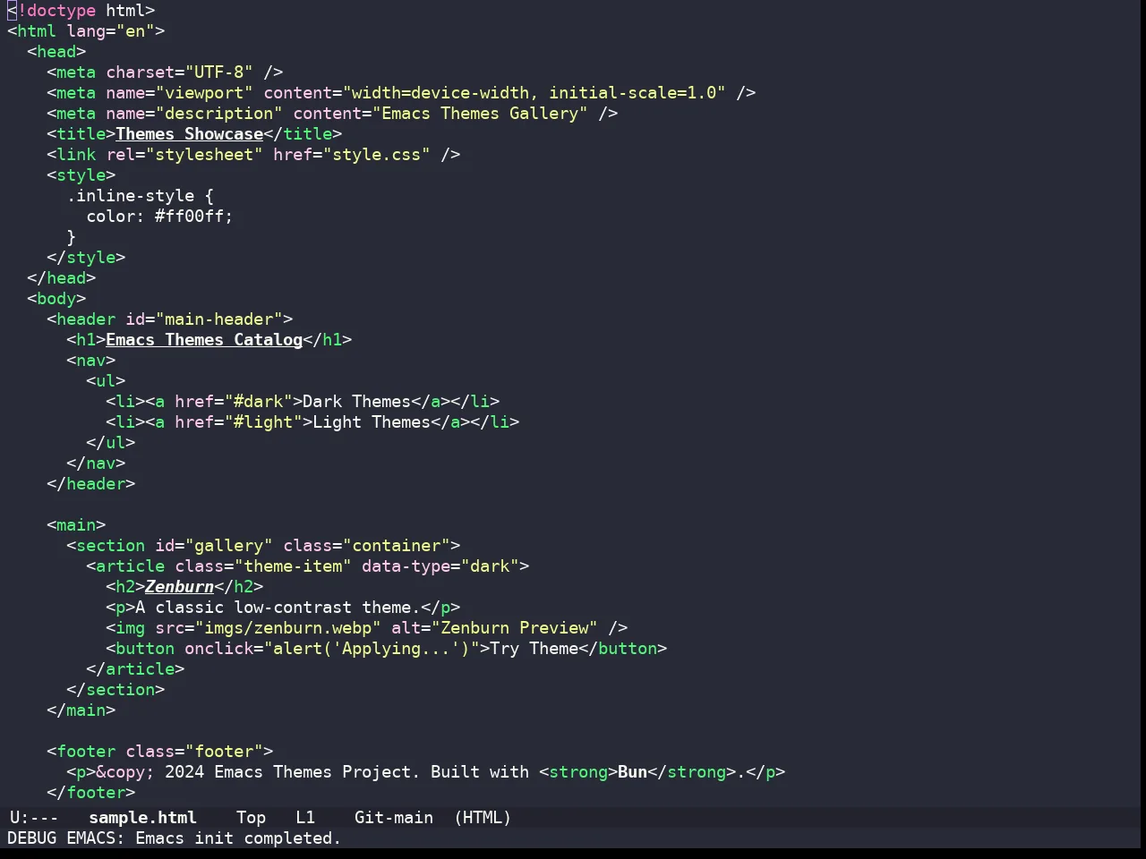 Doom Dracula Theme in html-mode