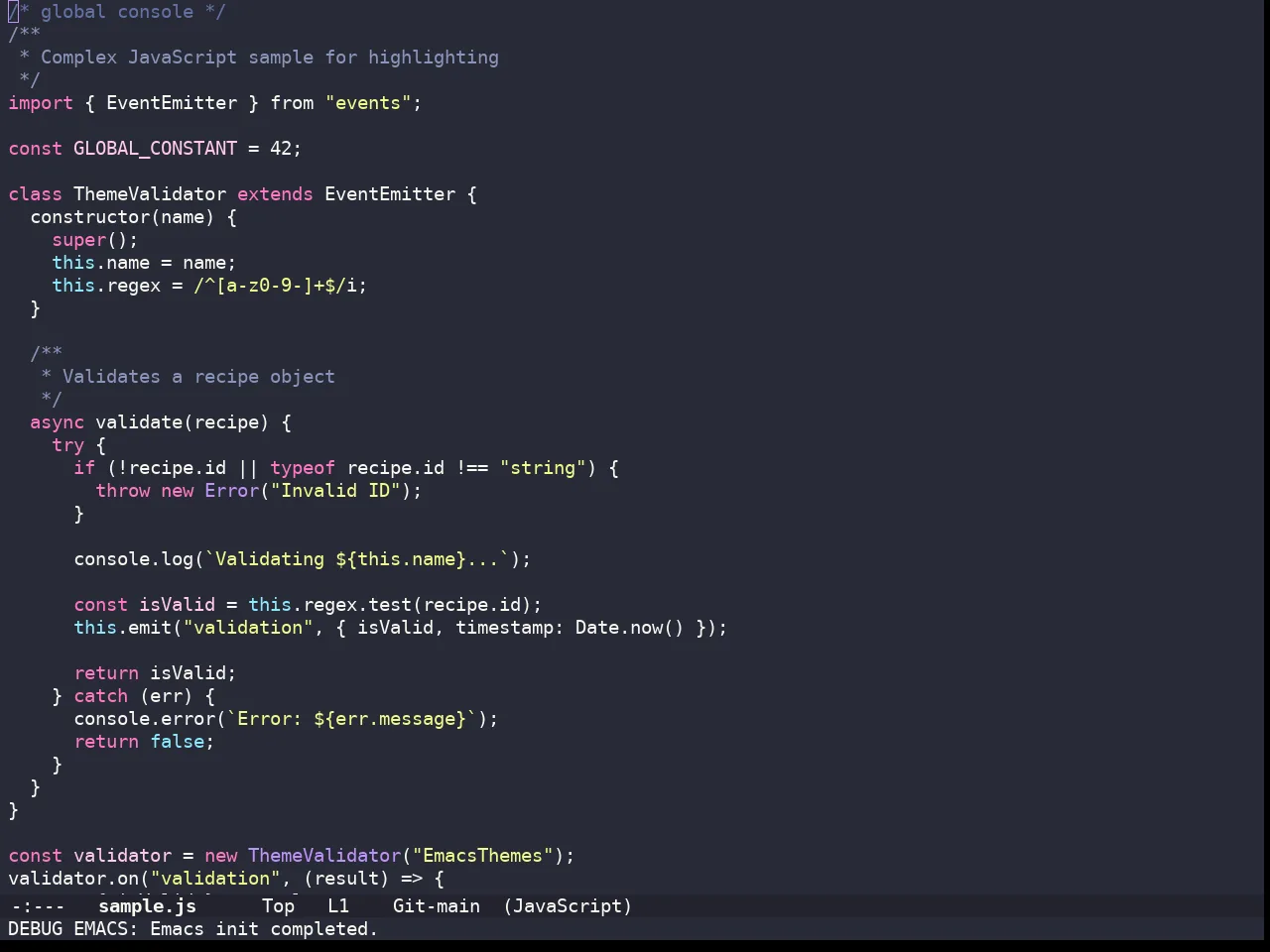 Doom Dracula Theme in javascript-mode
