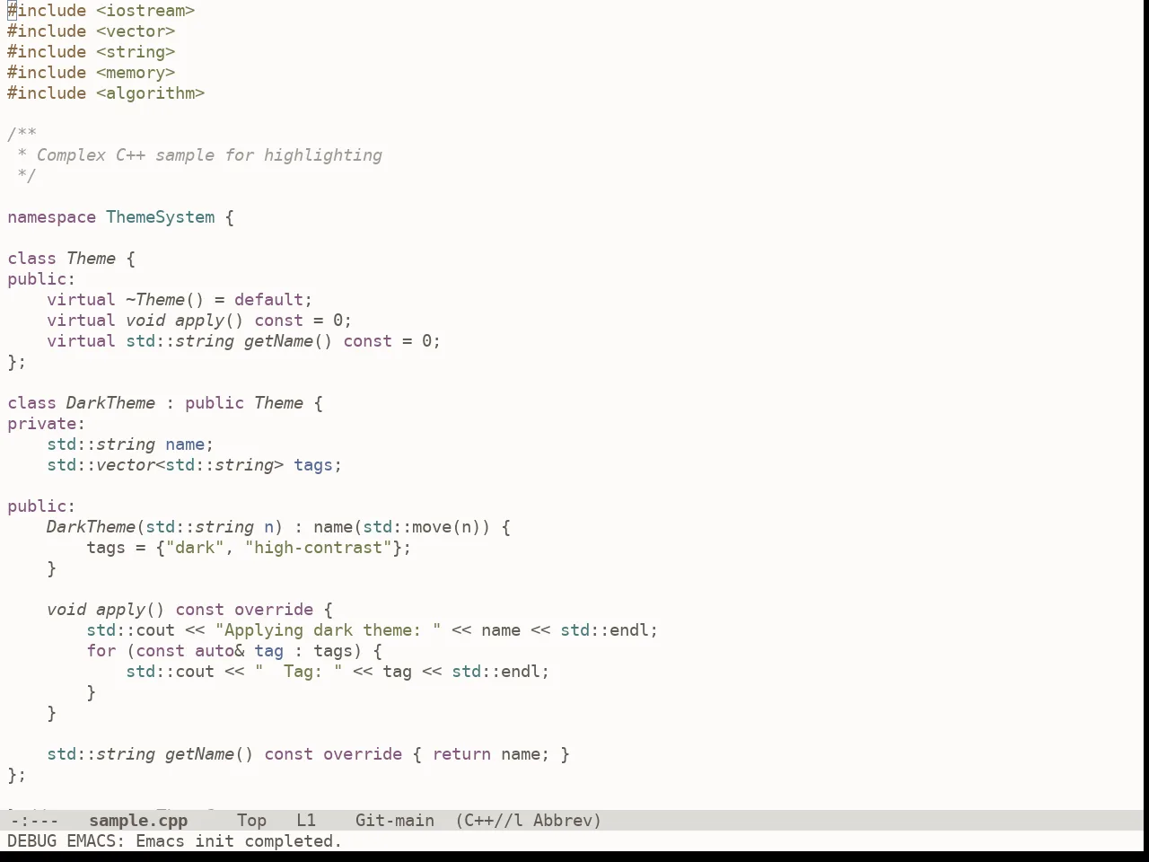 Doom Earl Grey Theme in c++-mode