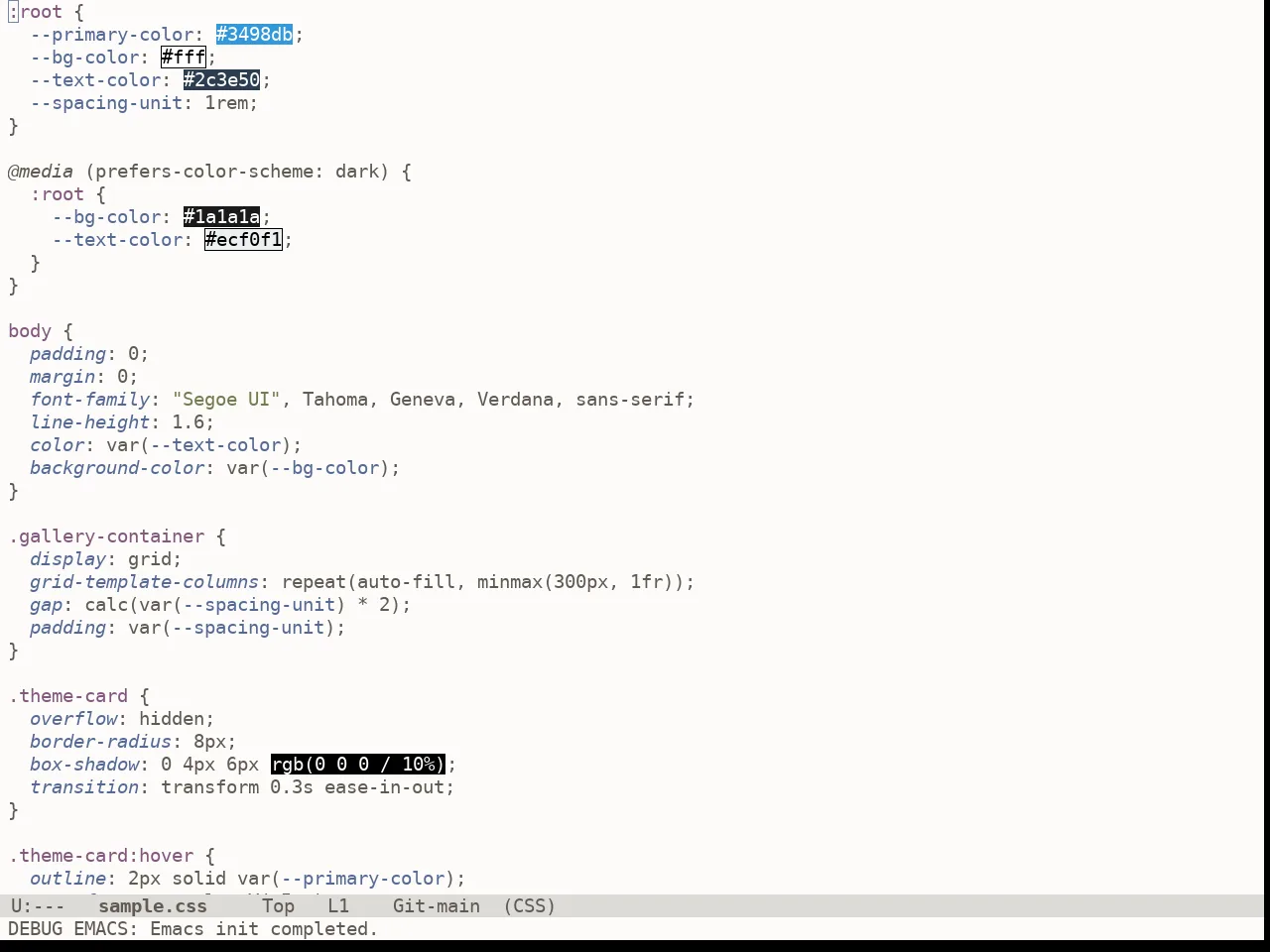 Doom Earl Grey Theme in css-mode