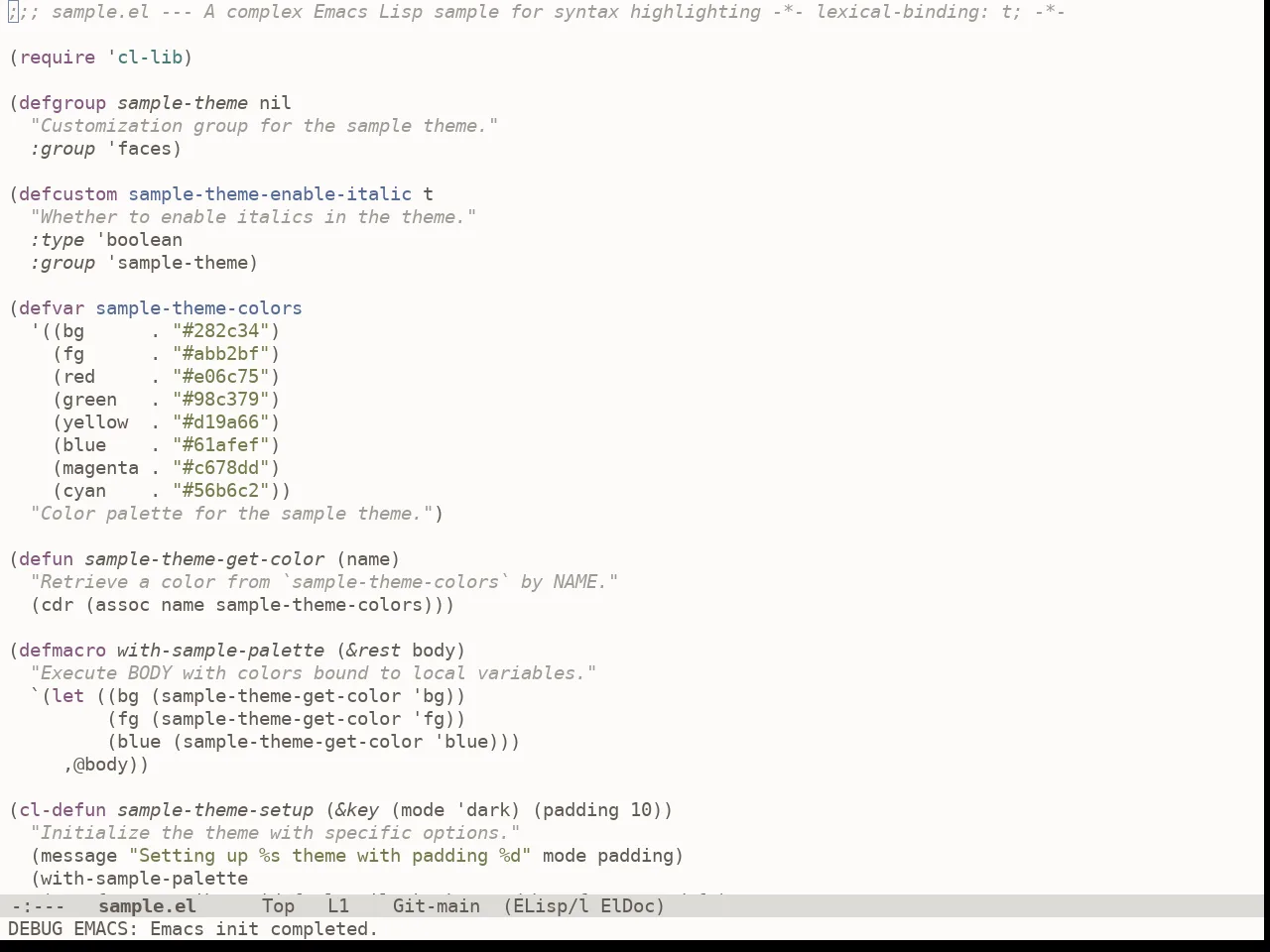 Doom Earl Grey Theme in emacs-lisp-mode