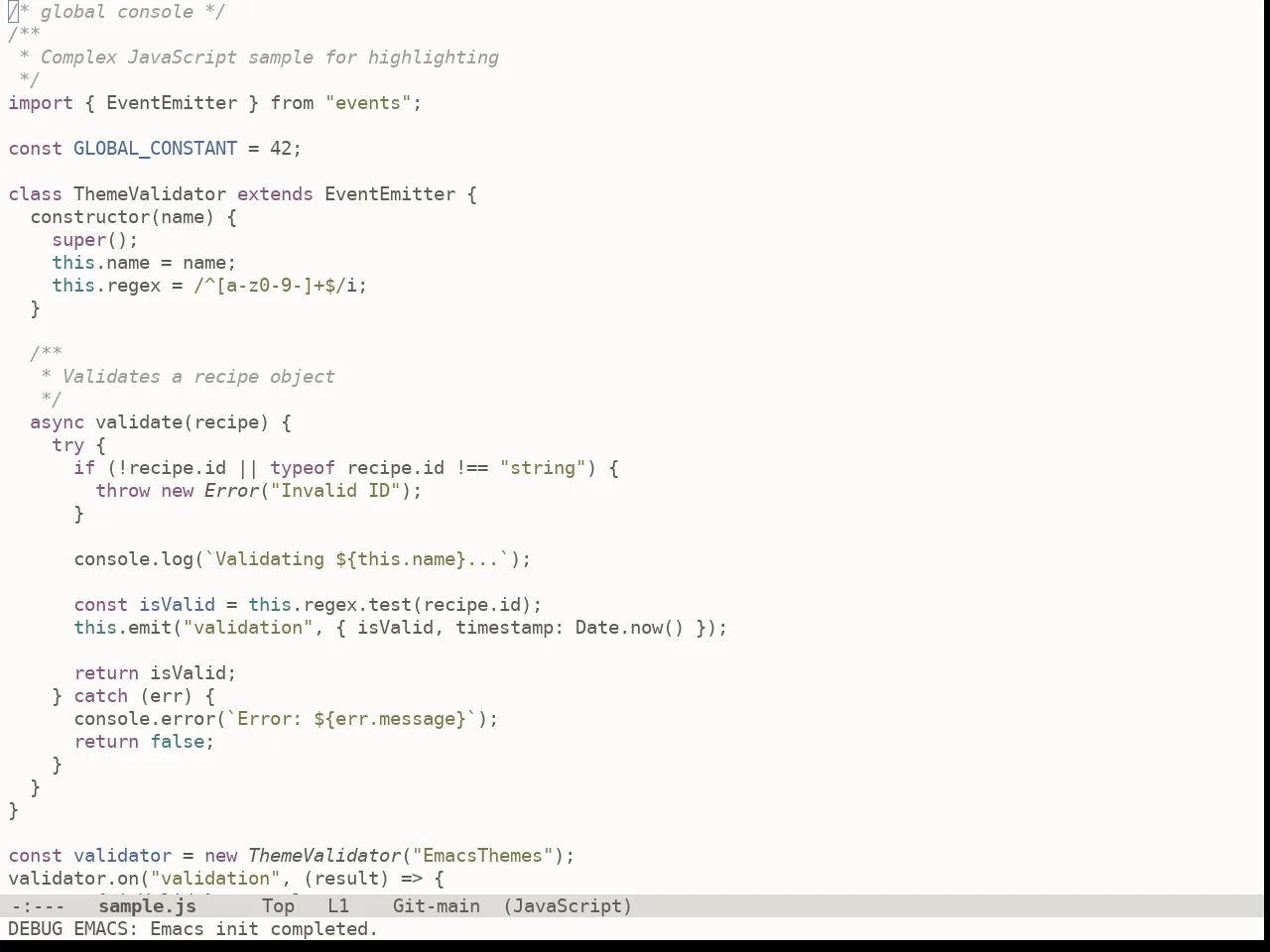 Doom Earl Grey Theme in javascript-mode