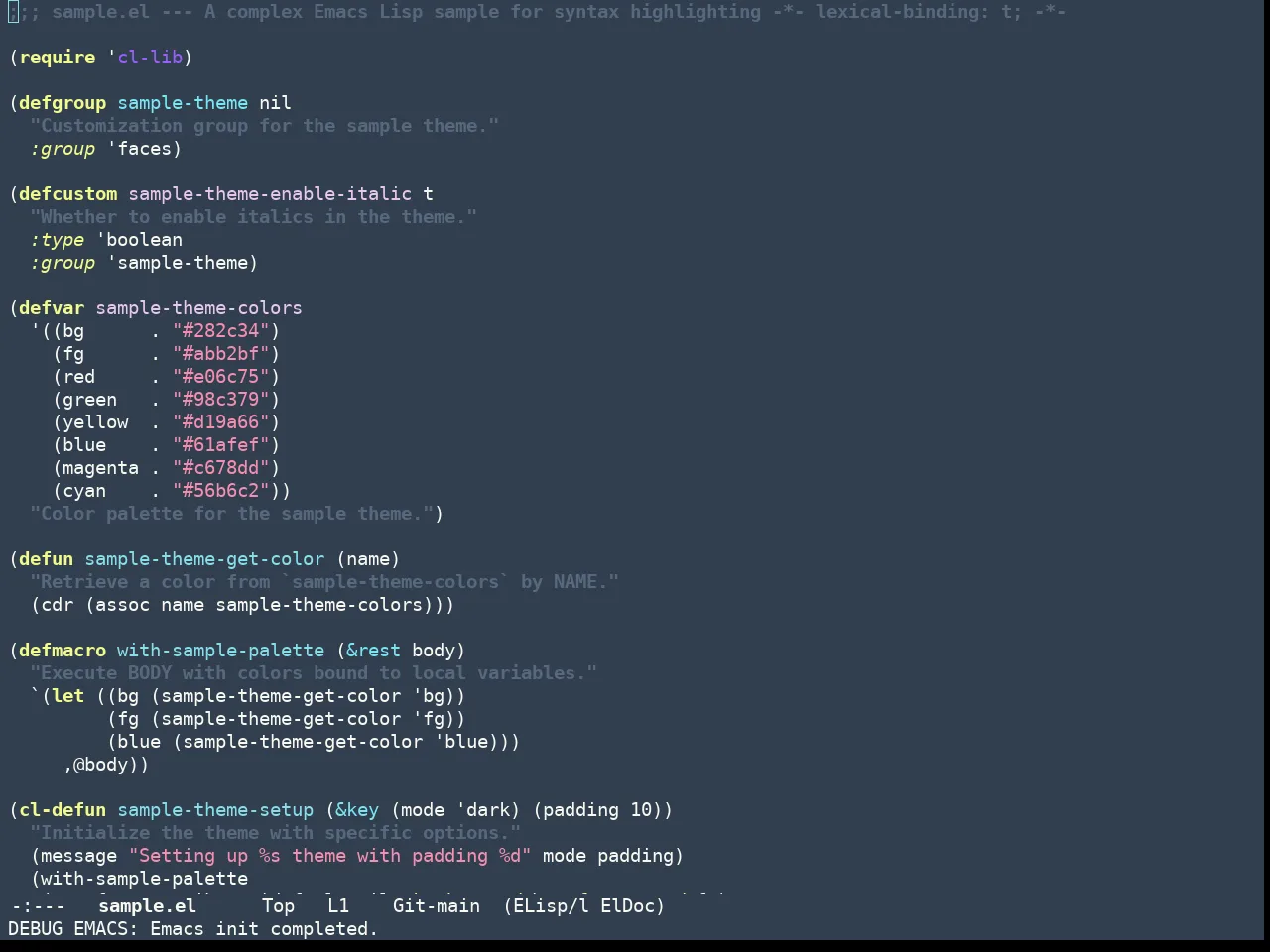 Doom Ephemeral Theme in emacs-lisp-mode