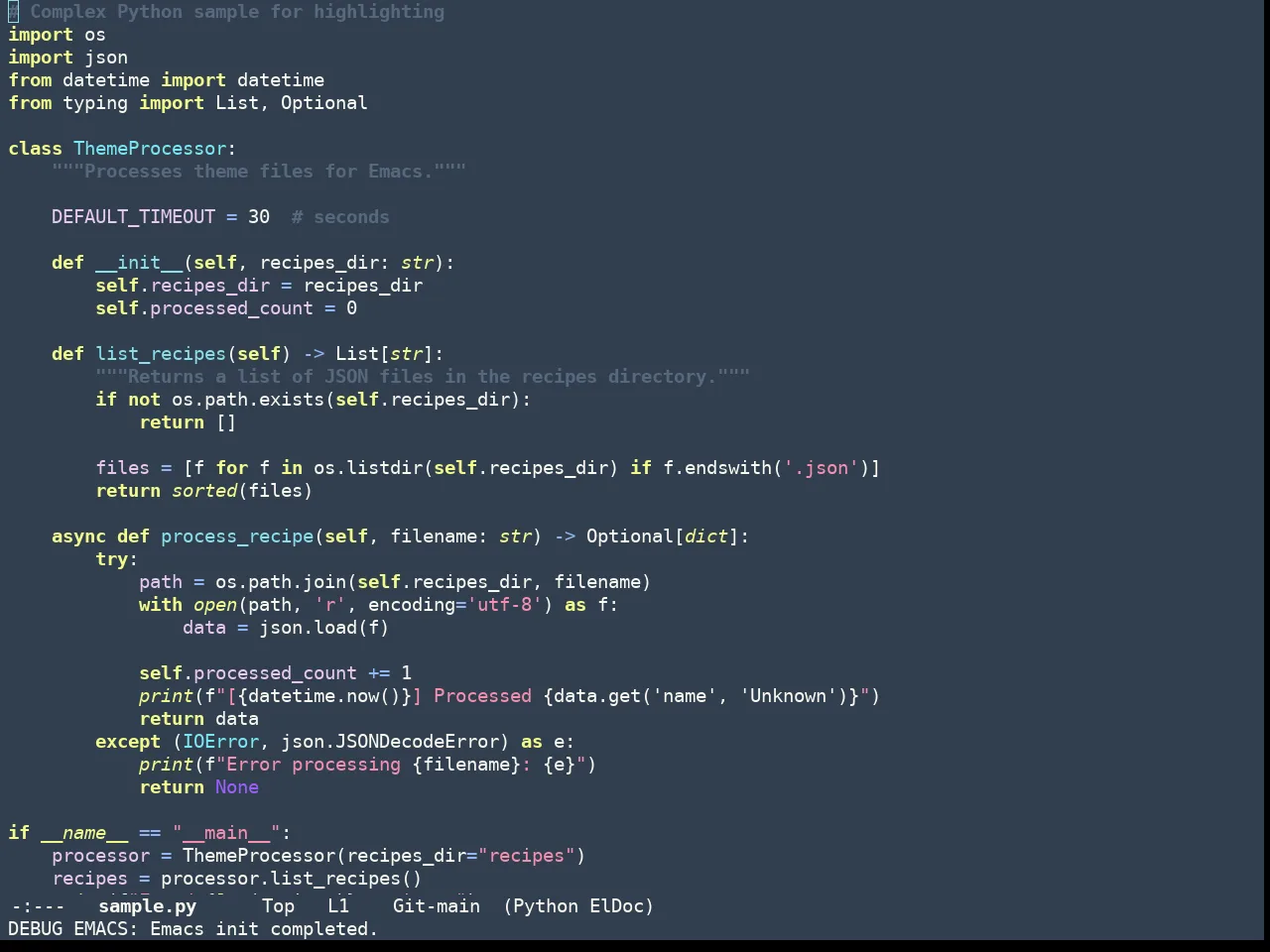 Doom Ephemeral Theme in python-mode