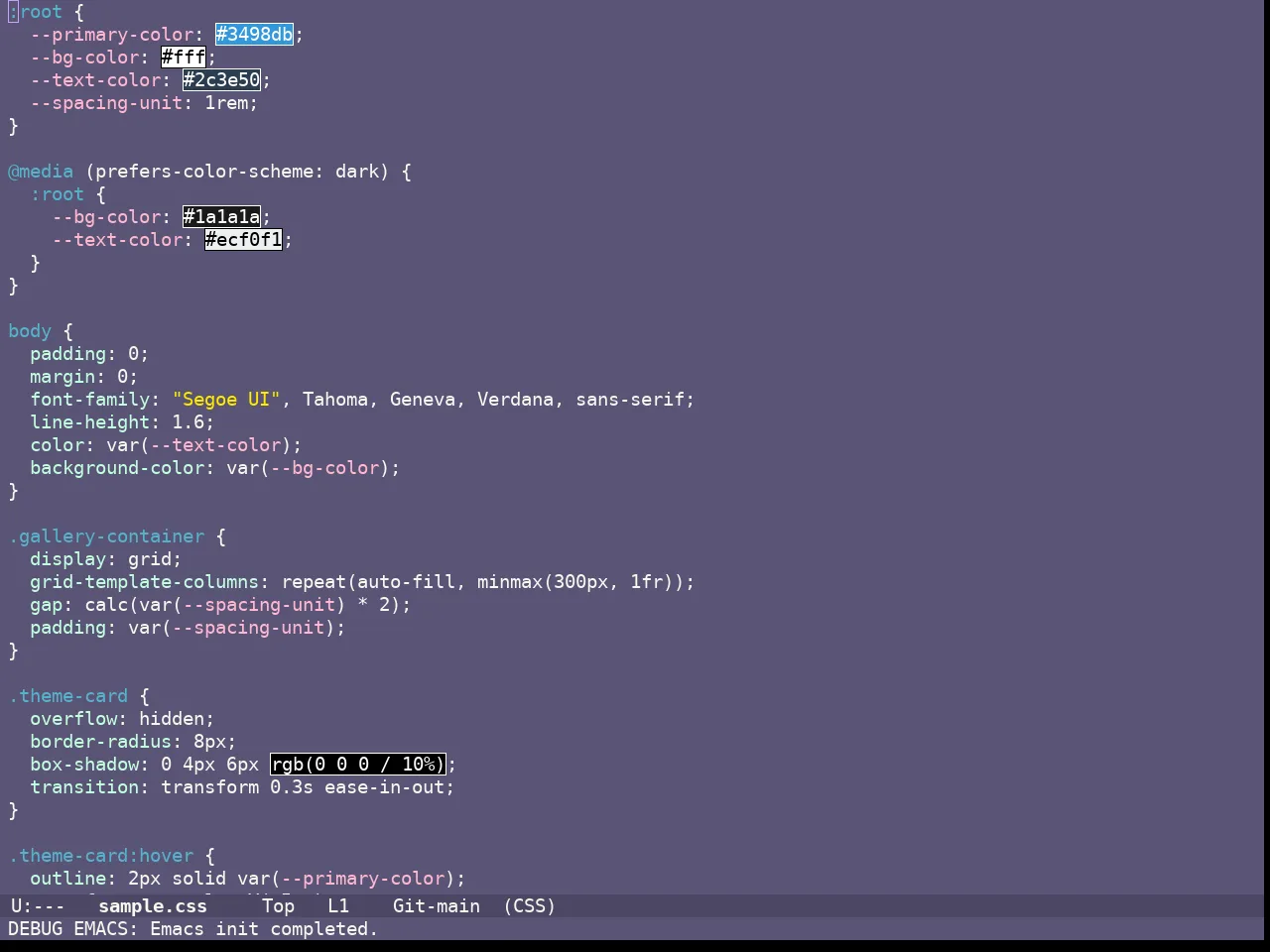 Doom Fairy Floss Theme in css-mode