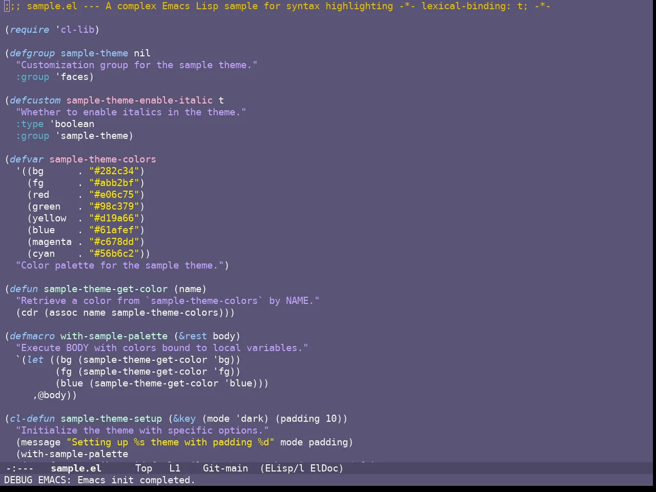 Doom Fairy Floss Theme in emacs-lisp-mode