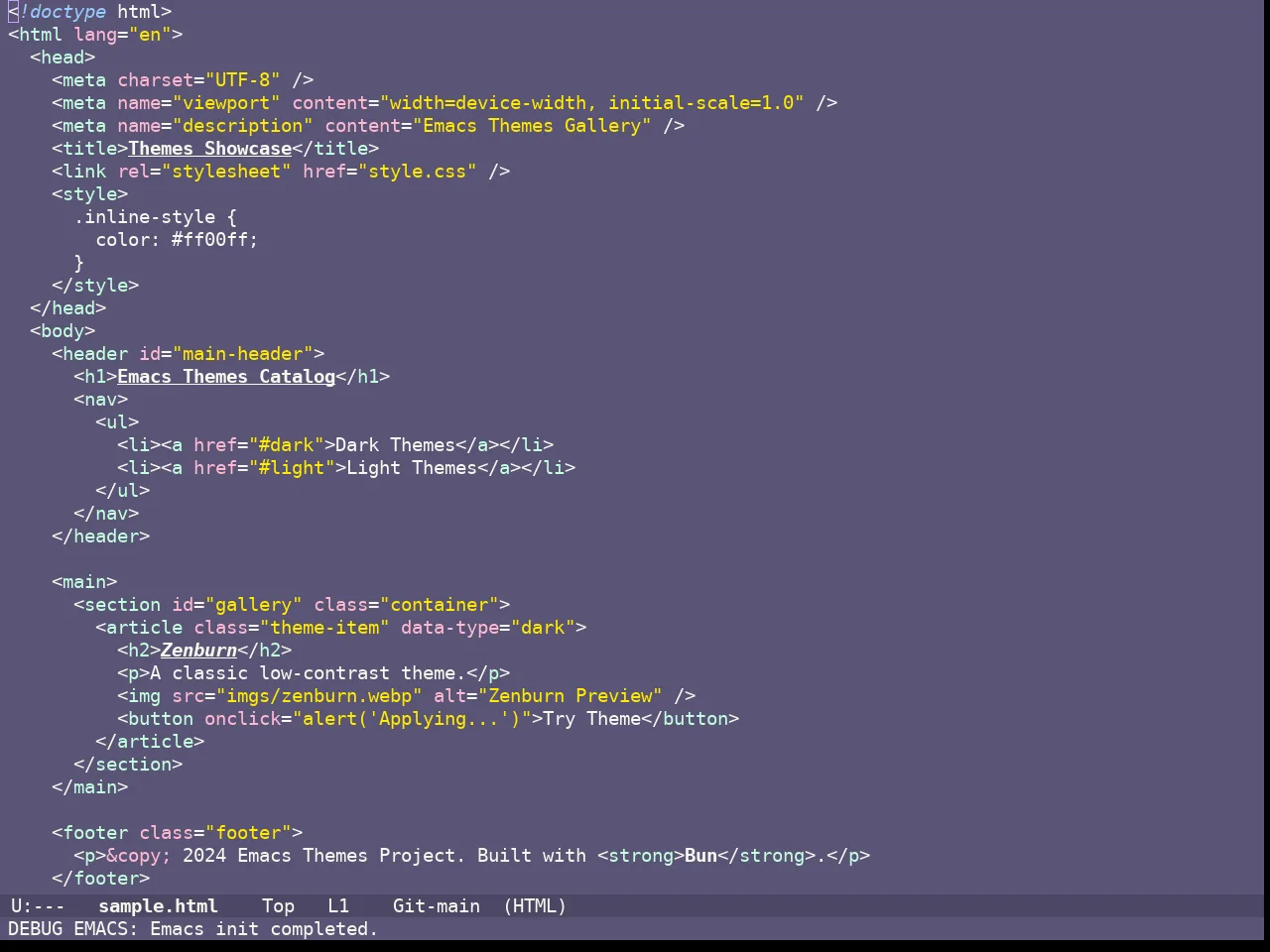 Doom Fairy Floss Theme in html-mode