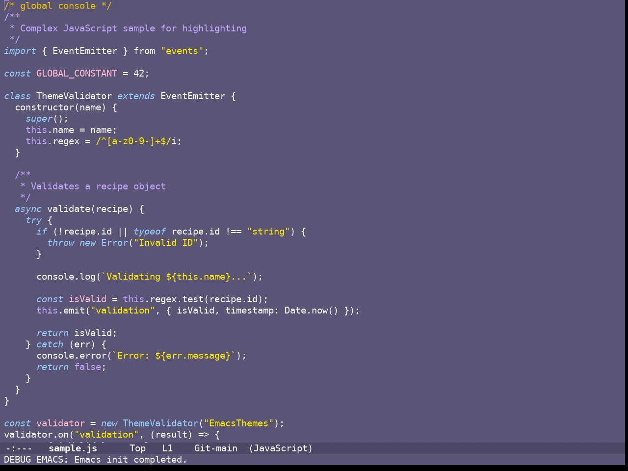 Doom Fairy Floss Theme in javascript-mode