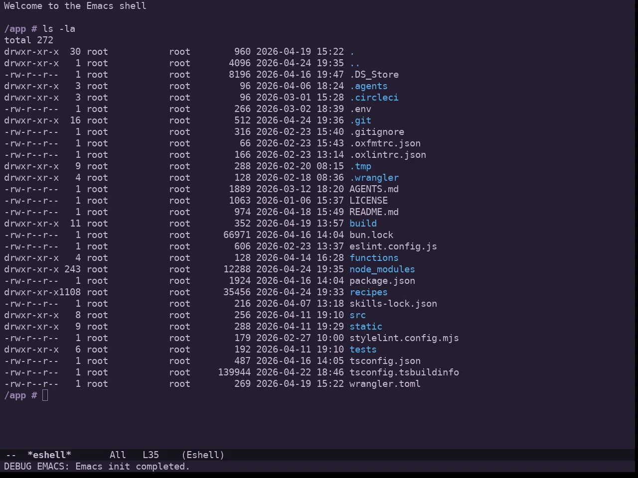 Doom Feather Dark Theme in eshell