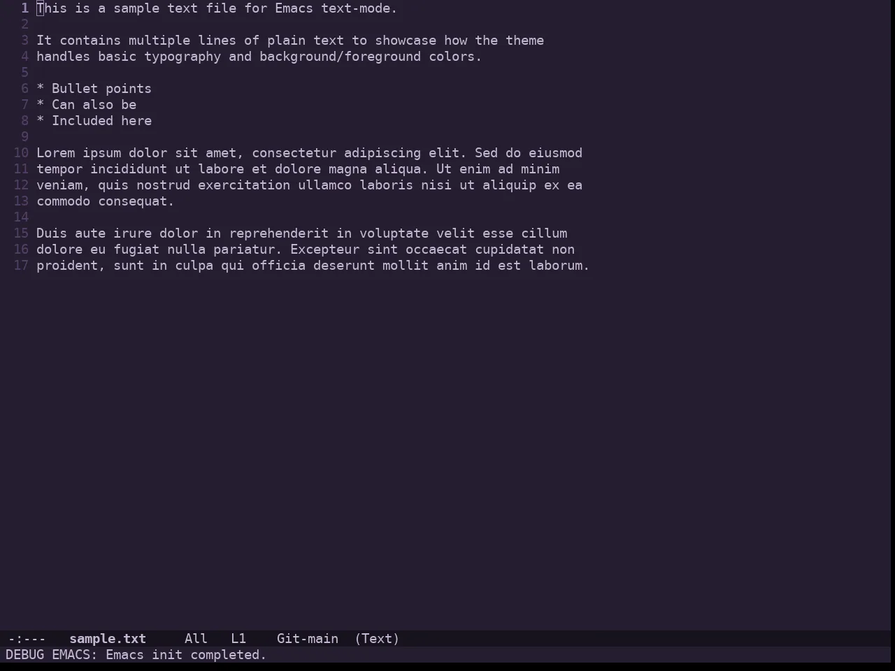 Doom Feather Dark Theme in text-mode