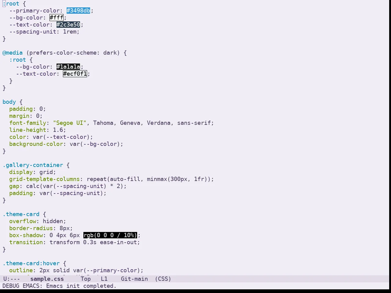 Doom Feather Light Theme in css-mode