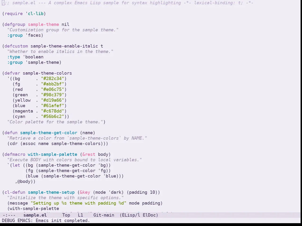 Doom Feather Light Theme in emacs-lisp-mode