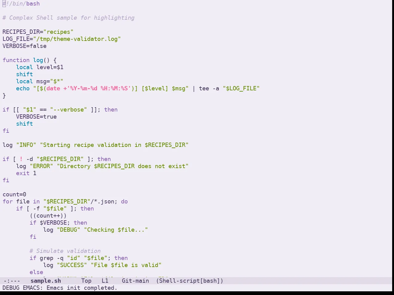 Doom Feather Light Theme in sh-mode