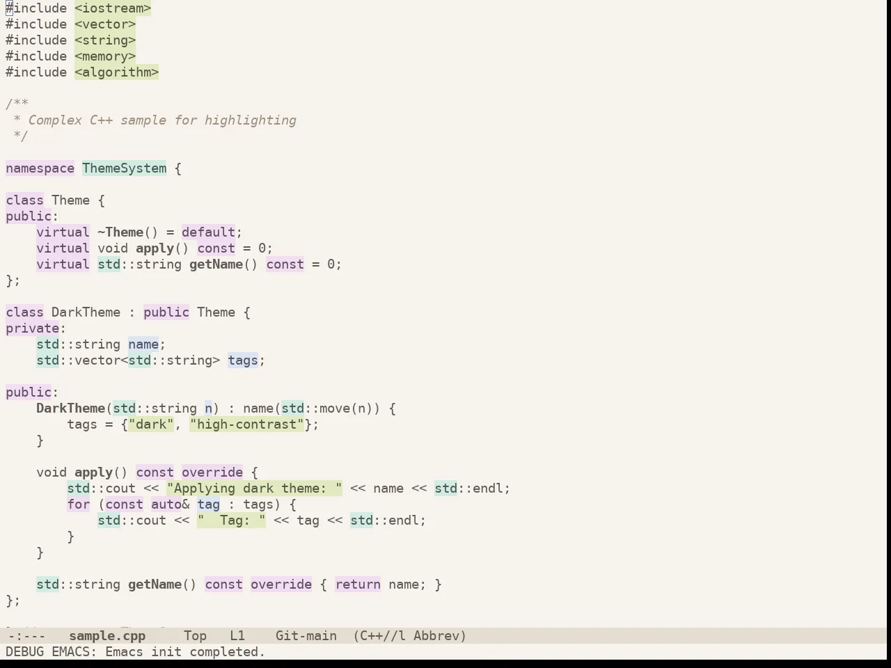 Doom Flatwhite Theme in c++-mode