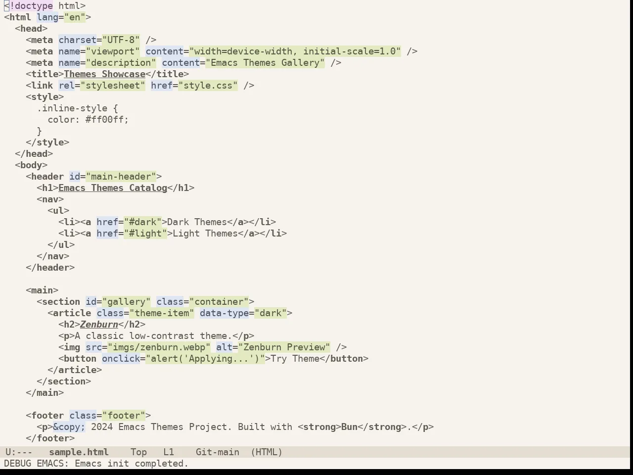 Doom Flatwhite Theme in html-mode