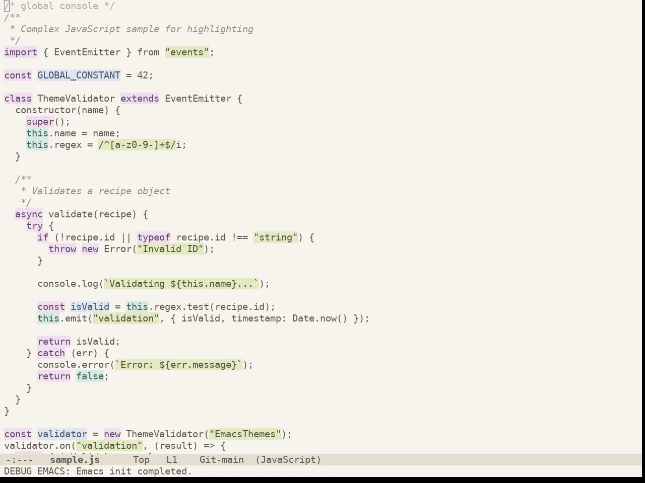 Doom Flatwhite Theme in javascript-mode