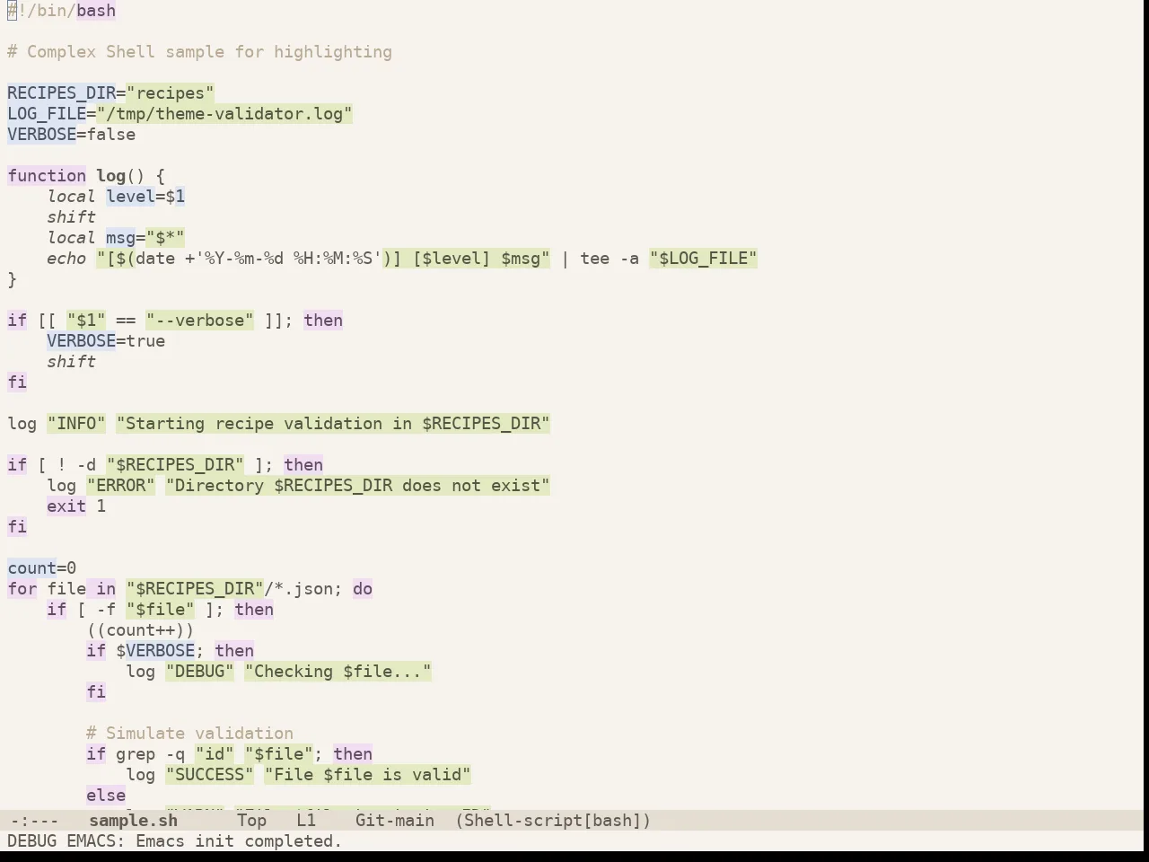 Doom Flatwhite Theme in sh-mode