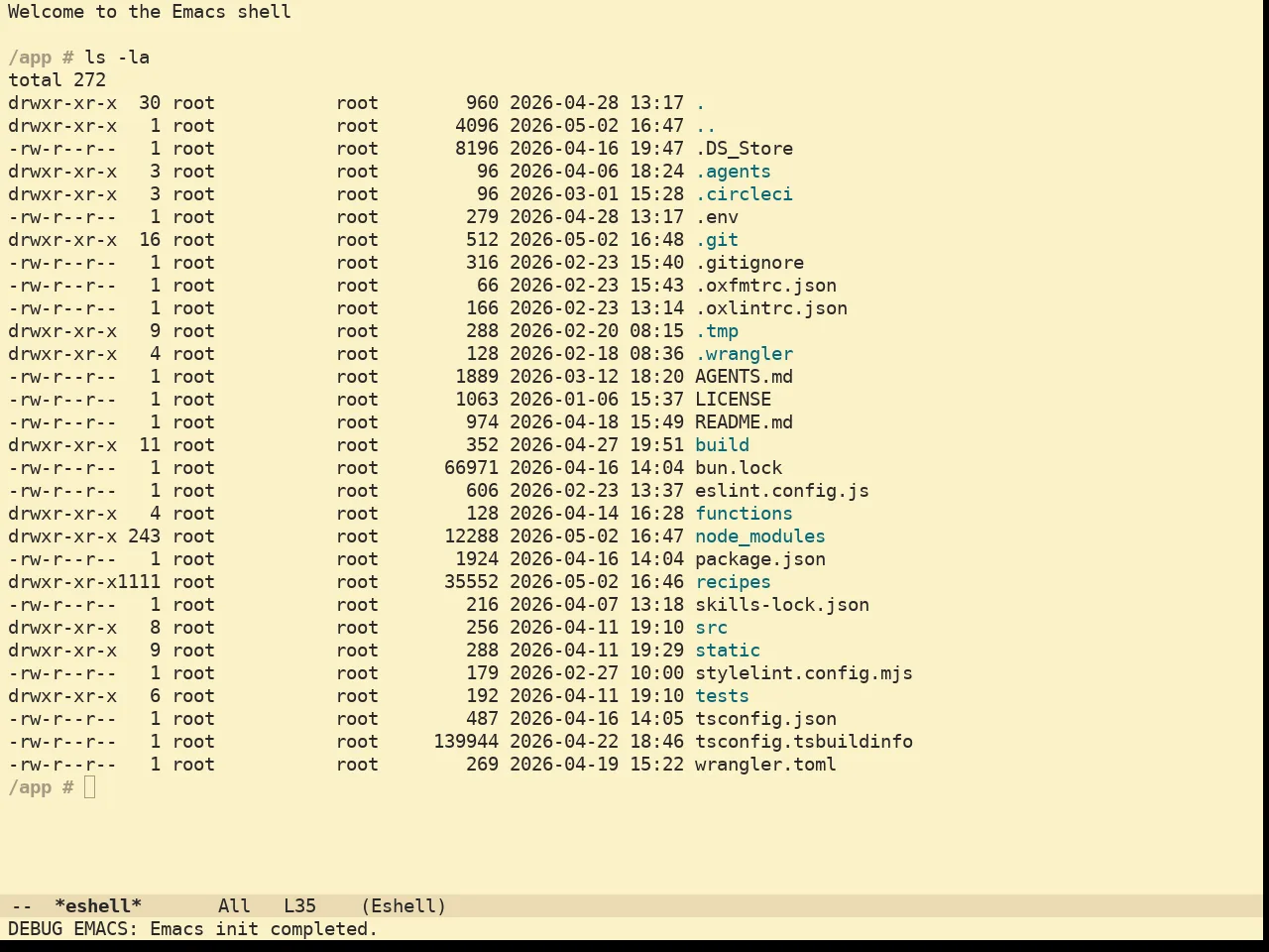 Doom Gruvbox Light Theme in eshell