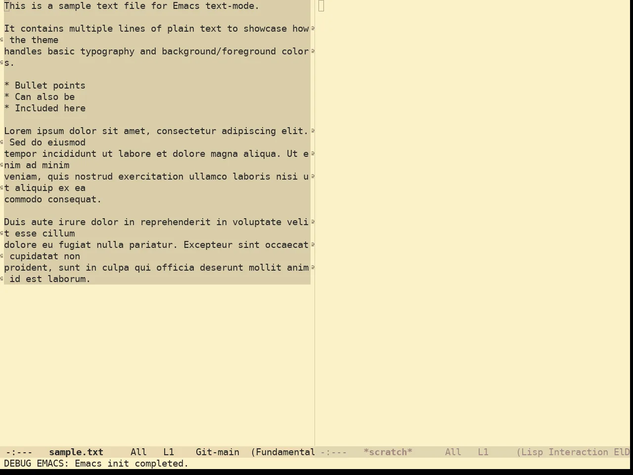 Doom Gruvbox Light Theme in fundamental-mode