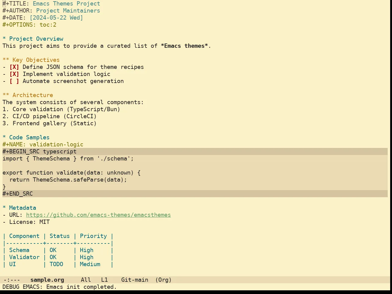 Doom Gruvbox Light Theme in org-mode