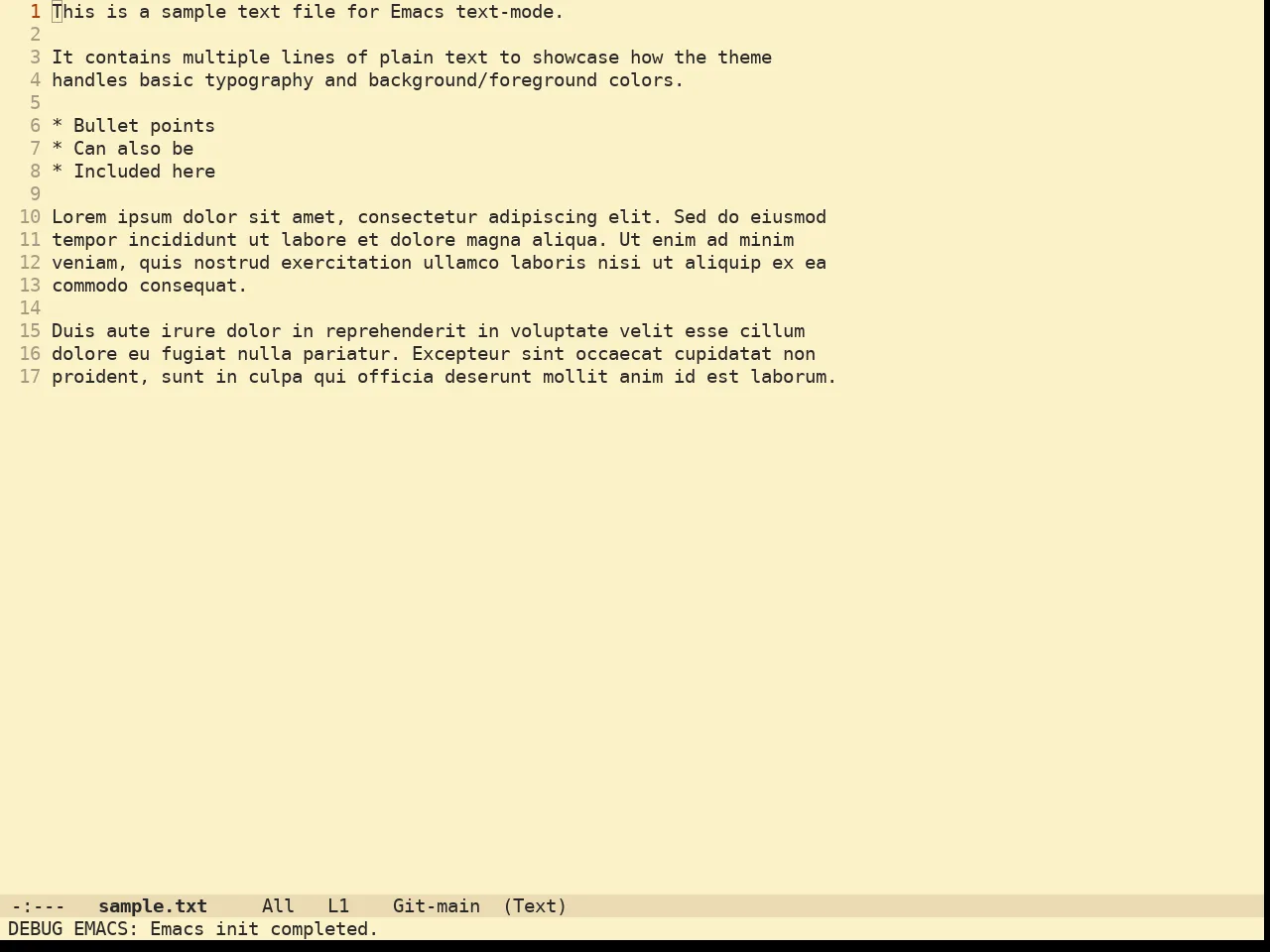 Doom Gruvbox Light Theme in text-mode