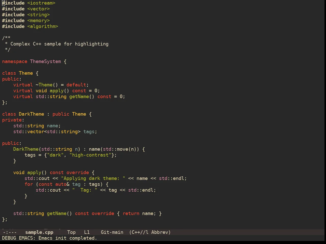 Doom Gruvbox Theme in c++-mode