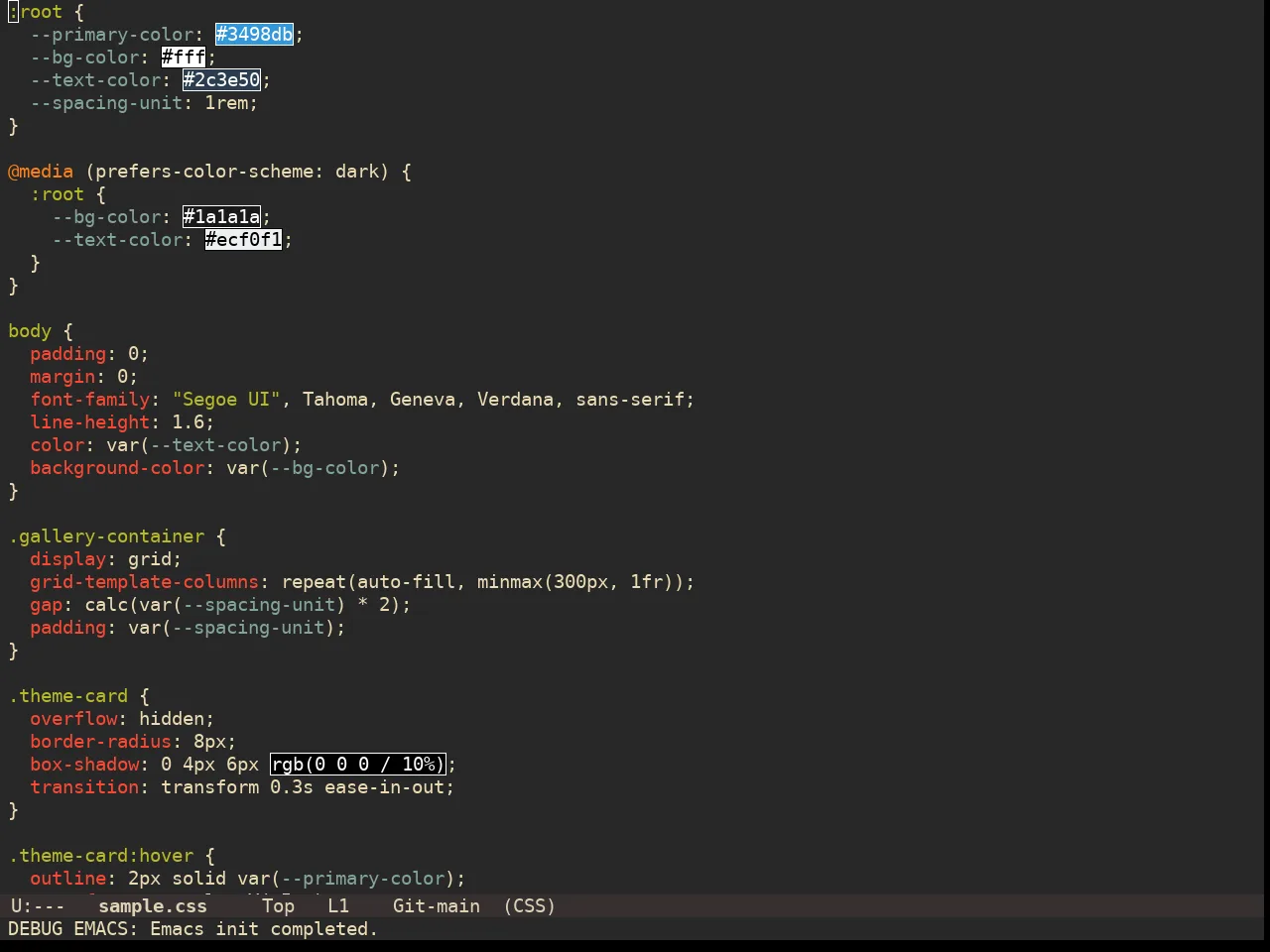 Doom Gruvbox Theme in css-mode