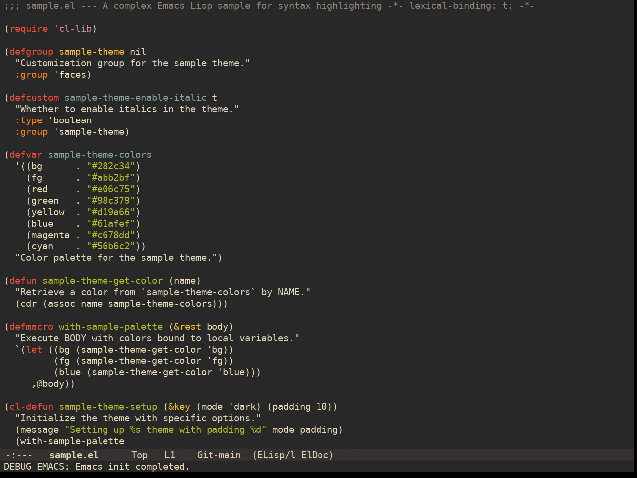Doom Gruvbox Theme in emacs-lisp-mode