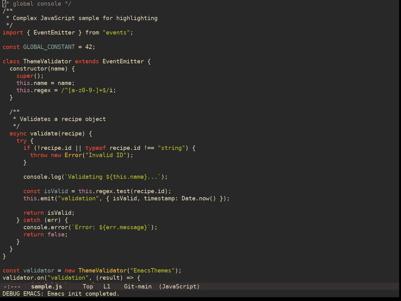 Doom Gruvbox Theme in javascript-mode