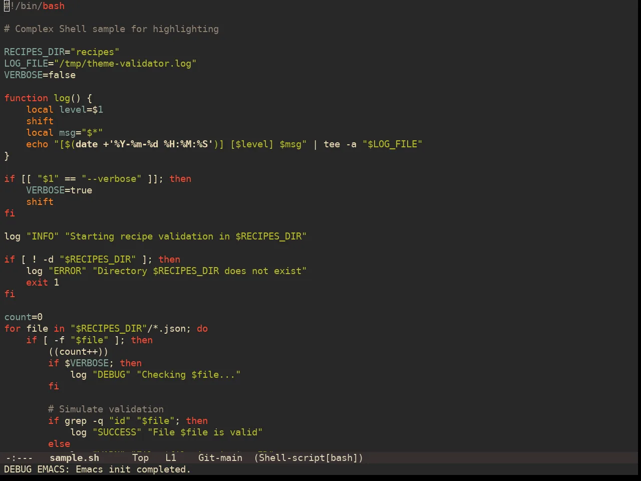 Doom Gruvbox Theme in sh-mode