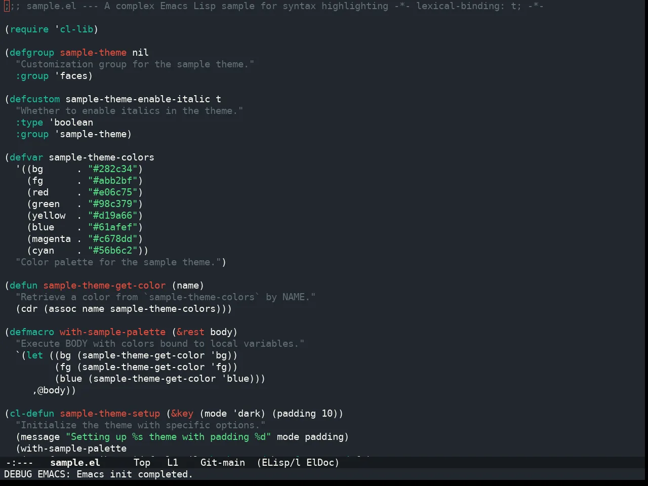Doom Henna Theme in emacs-lisp-mode