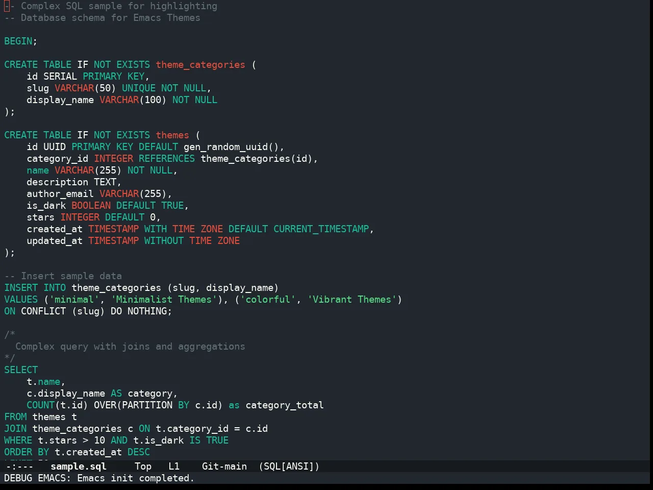 Doom Henna Theme in sql-mode