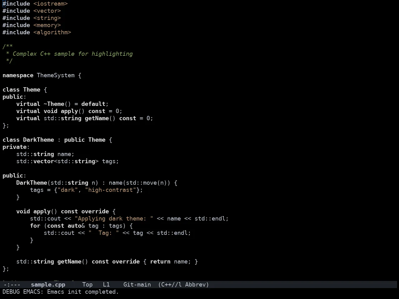 Doom Homage Black Theme in c++-mode