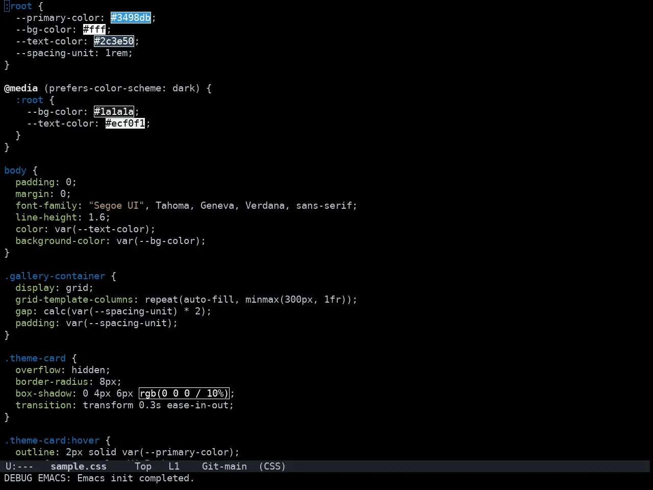 Doom Homage Black Theme in css-mode